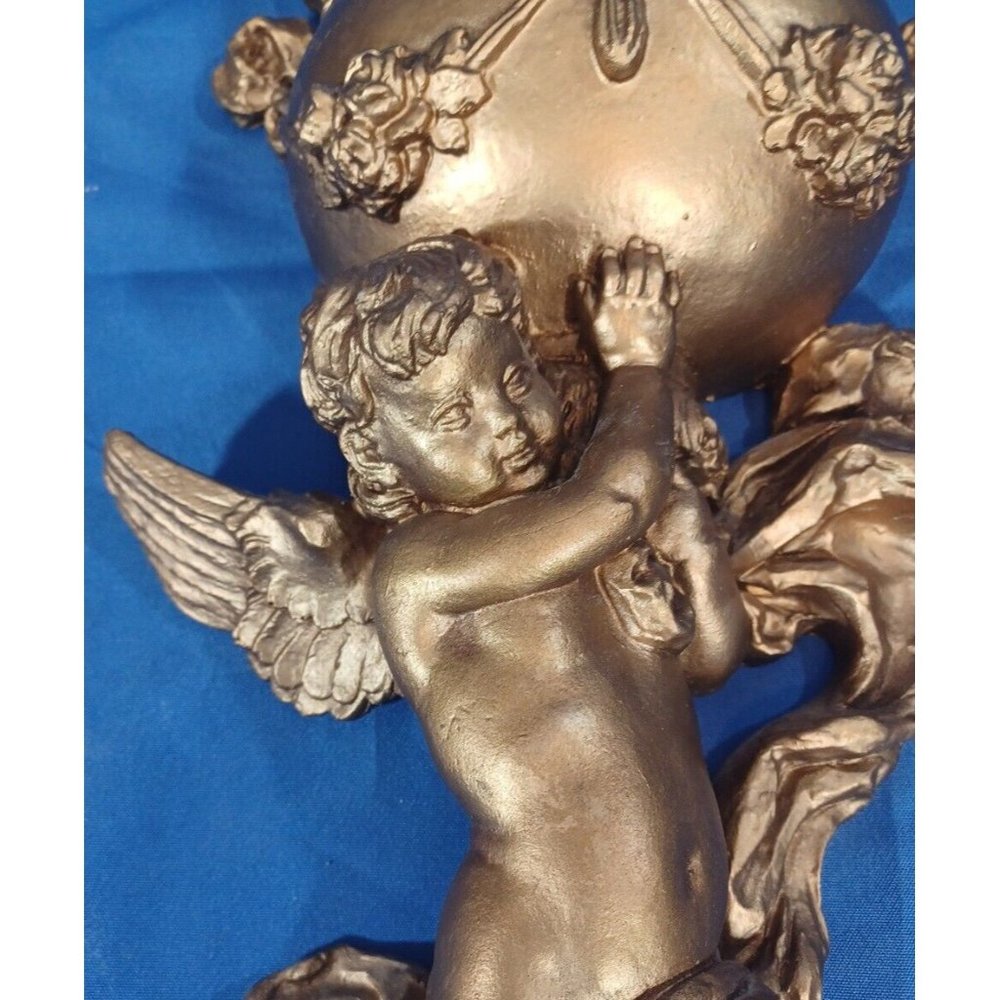 Vtg Syroco Cherub Wall Pocket Urn Rose Wall Sconce Putti Angel Planter V… - Picture 2 of 8
